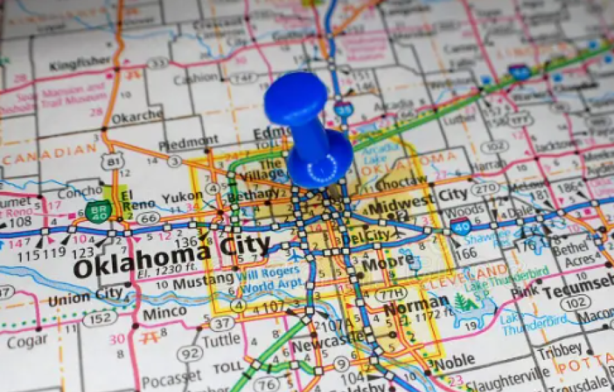 oklahoma city push pin map