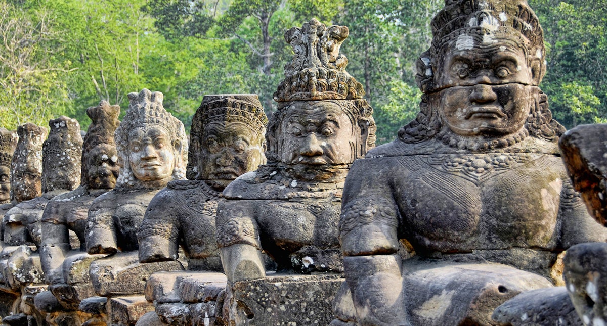 Stone statues from within the temple of Siem Reap