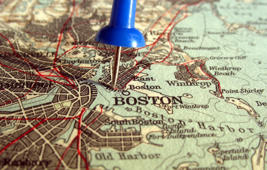 push pin map of boston