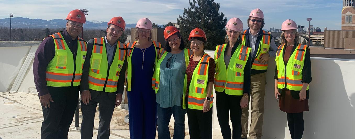 Alumni council on a building tour