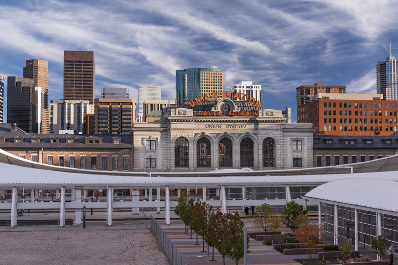 Photo of Union Station with Denver Skyline in the background
