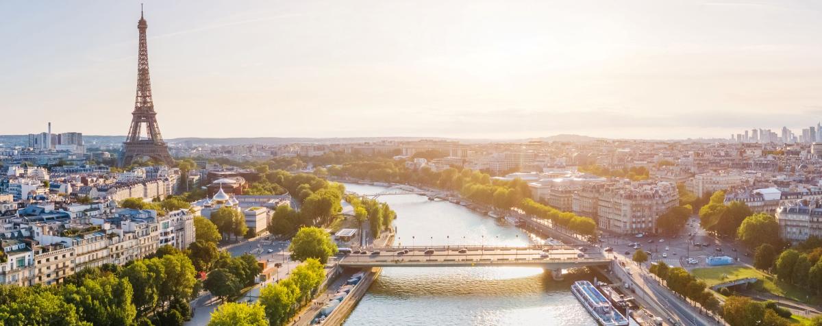 Aerial view of Seine River on sunny day