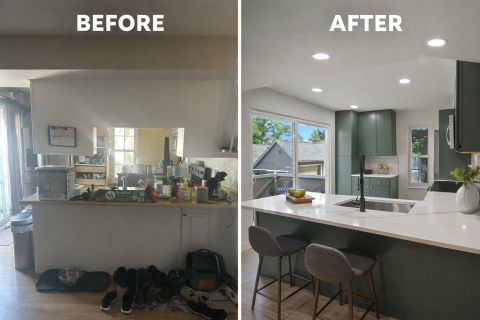 Before and after kitchen photos